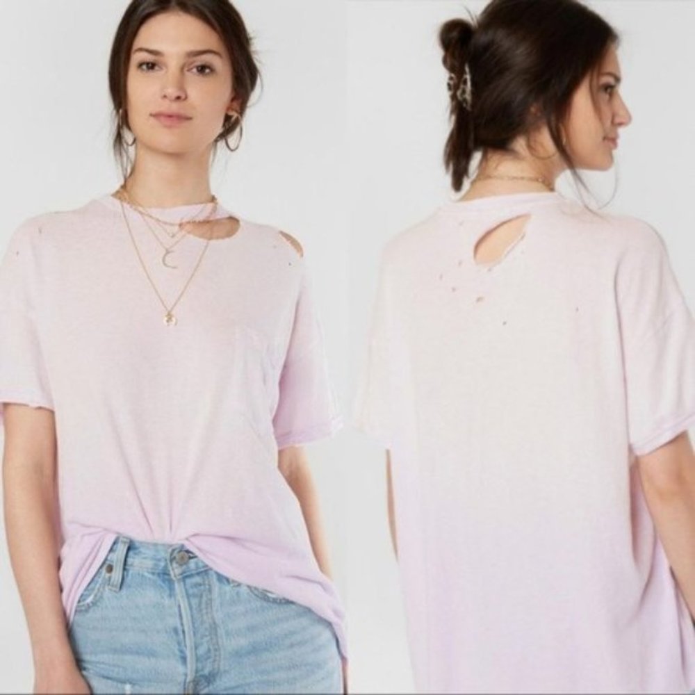 Free People Lucky T-Shirt Lavender Size M